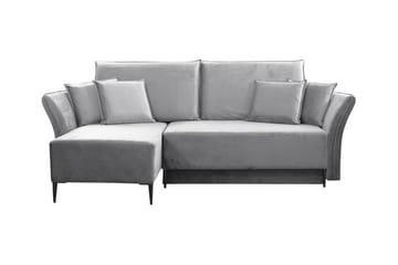 Staffin 3-sits Vänster Bäddsoffa 140x200 cm med Förvaring i Sammet - Grå - Möbler - Soffa - Bäddsoffa