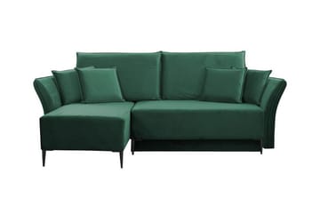 Staffin 3-sits Vänster Bäddsoffa 140x200 cm med Förvaring i Sammet - Grön - Möbler - Soffa - Bäddsoffa