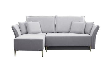 Staffin 3-sits Vänster Hörnbäddsoffa 140x200 cm med Förvaring i Chenille - Grå - Möbler - Soffa - Bäddsoffa
