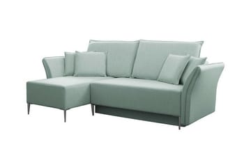 Staffin 3-sits Vänster Hörnbäddsoffa 140x200 cm med Förvaring i Chenille - Grön - Möbler - Soffa - Bäddsoffa
