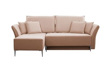 Staffin 3-sits Vänster Hörnbäddsoffa 140x200 cm med Förvaring i Chenille - Rosa - Möbler - Soffa - Bäddsoffa