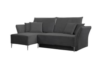 Staffin 3-sits Vänster Hörnbäddsoffa 140x200 cm med Förvaring i Sammet - Grå - Möbler - Soffa - Bäddsoffa