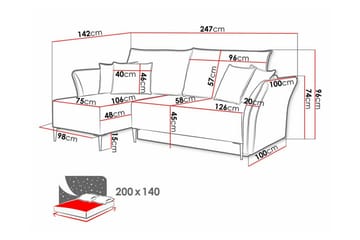 Staffin 3-sits Vänster Hörnbäddsoffa 140x200 cm med Förvaring i Tyg - Beige - Möbler - Soffa - Bäddsoffa