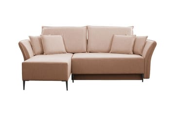 Staffin 3-sits Vänster Hörnbäddsoffa 140x200 cm med Förvaring i Tyg - Rosa - Möbler - Soffa - Bäddsoffa