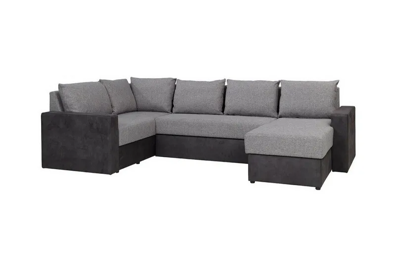 Staffin 4-sits Höger U-formad Hörnbäddsoffa 140x270 cm med Förvaring i Tyg, Grå