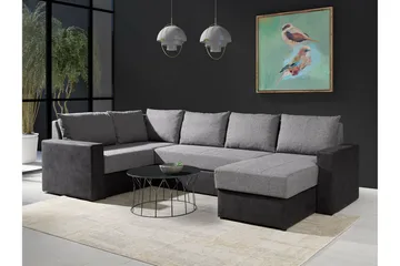 Staffin 4-sits Höger U-formad Hörnbäddsoffa 140x270 cm med Förvaring i Tyg - Grå - Möbler - Soffa - Bäddsoffa