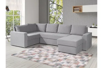 Staffin 4-sits Höger U-formad Hörnbäddsoffa 140x270 cm med Förvaring i Tyg - Ljusgrå - Möbler - Soffa - Bäddsoffa