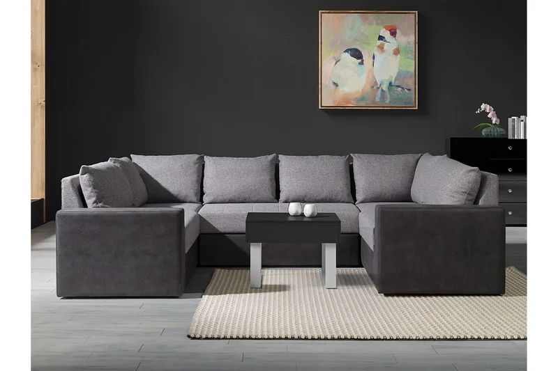 Staffin 4-sits Hörnbäddsoffa Light grey/Dark grey - Möbler - Soffa - Bäddsoffa