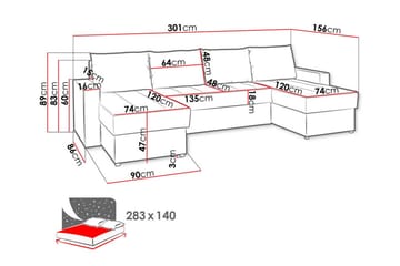 Staffin 4-sits Hörnbäddsoffa Ljusgrå - Möbler - Soffa - Bäddsoffa