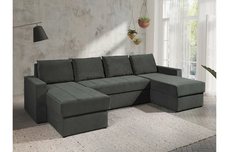 Staffin 4-sits Hörnbäddsoffa NO_BRAND Dark grey - Möbler - Soffa - Bäddsoffa
