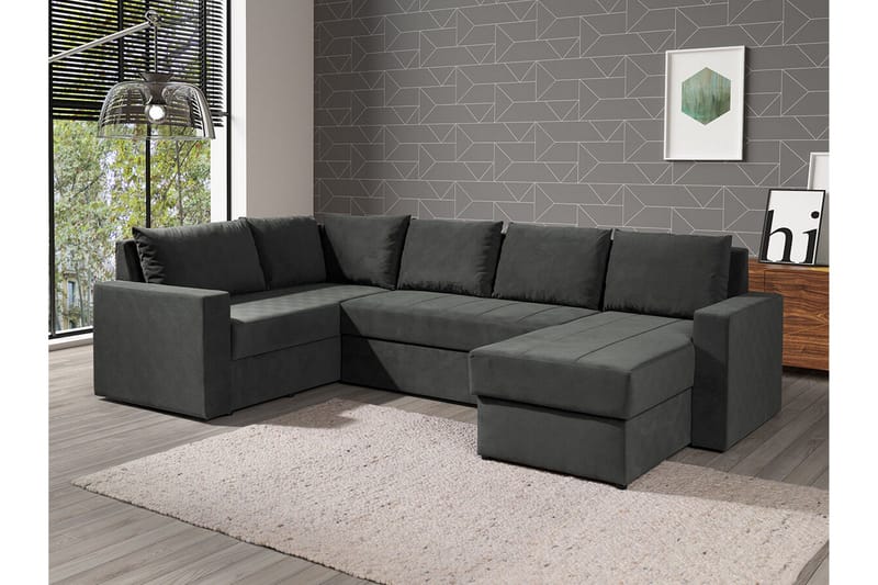 Staffin 4-sits Hörnbäddsoffa NO_BRAND Dark grey - Möbler - Soffa - Bäddsoffa