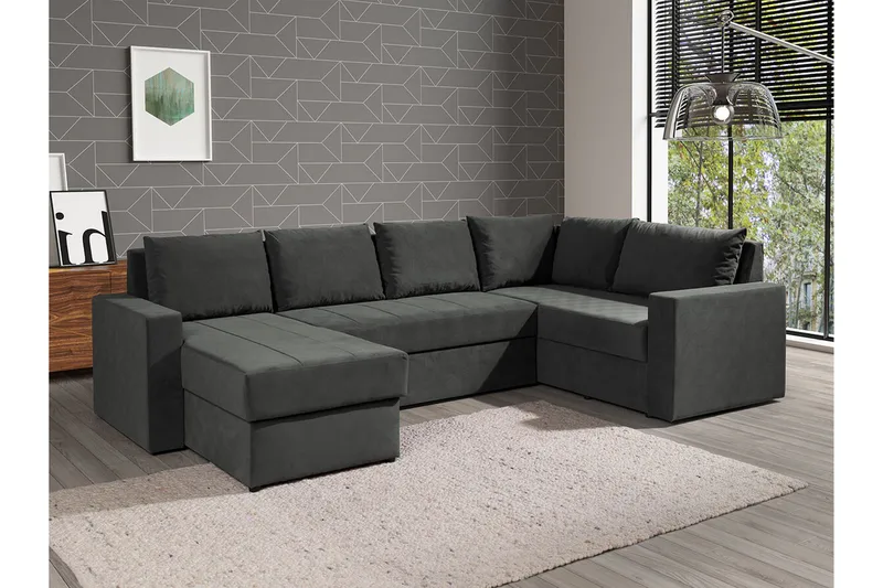 Staffin 4-sits Hörnbäddsoffa NO_BRAND Dark grey - Möbler - Soffa - Bäddsoffa