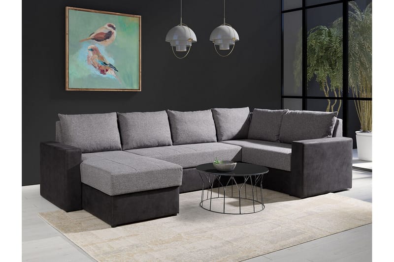 Staffin 4-sits Hörnbäddsoffa NO_BRAND Dark grey/Light grey - Möbler - Soffa - Bäddsoffa