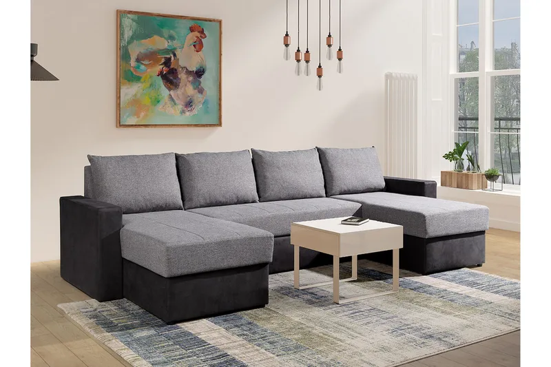 Staffin 4-sits Hörnbäddsoffa NO_BRAND Light grey/Dark grey - Möbler - Soffa - Bäddsoffa