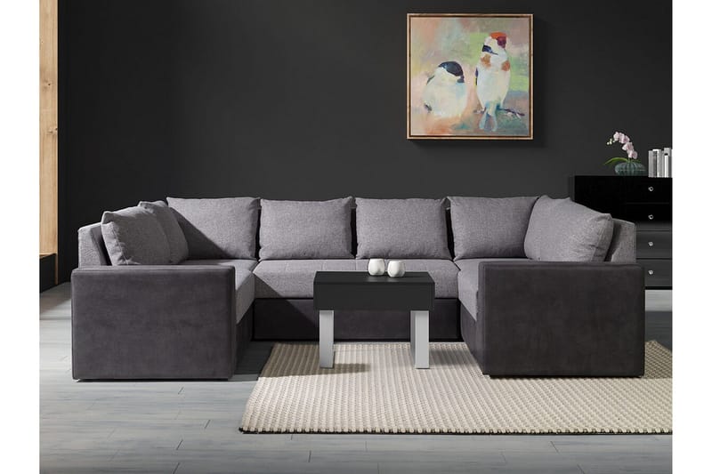 Staffin 4-sits Hörnbäddsoffa NO_BRAND Light grey/Dark grey - Möbler - Soffa - Bäddsoffa