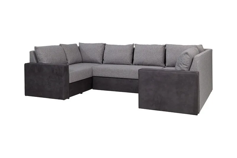 Staffin 4-sits U-formad Hörnbäddsoffa 140x276 cm med Förvaring i Tyg, Grå