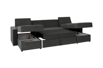 Staffin 4-sits U-formad Hörnbäddsoffa 140x283 cm med Förvaring i Tyg - Grå - Möbler - Soffa - Bäddsoffa