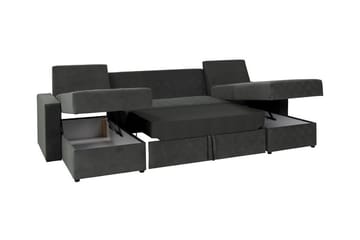 Staffin 4-sits U-formad Hörnbäddsoffa 140x283 cm med Förvaring i Tyg - Mörkgrå - Möbler - Soffa - Bäddsoffa