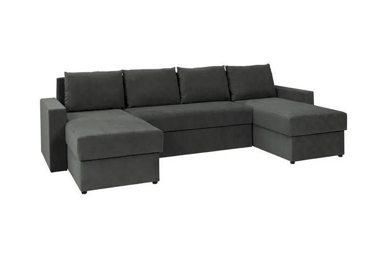 Staffin 4-sits U-formad Hörnbäddsoffa 140x283 cm med Förvaring i Tyg, Mörkgrå