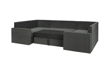 Staffin 4-sits U-formad Längsbäddad Hörnbäddsoffa 140x276 cm med Förvaring i Tyg - Grå - Möbler - Soffa - Bäddsoffa