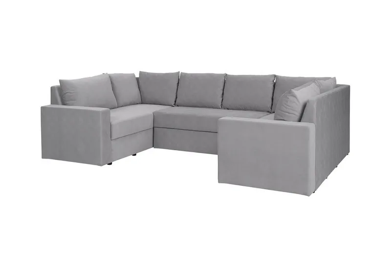 Staffin 4-sits U-formad Längsbäddad Hörnbäddsoffa 140x276 cm med Förvaring i Tyg, Grå
