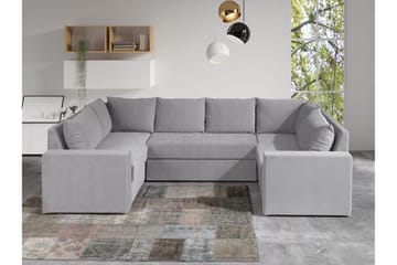 Staffin 4-sits U-formad Längsbäddad Hörnbäddsoffa 140x276 cm med Förvaring i Tyg - Grå - Möbler - Soffa - Bäddsoffa