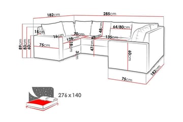Staffin 4-sits U-formad Längsbäddad Hörnbäddsoffa 140x276 cm med Förvaring i Tyg - Mörkgrå - Möbler - Soffa - Bäddsoffa