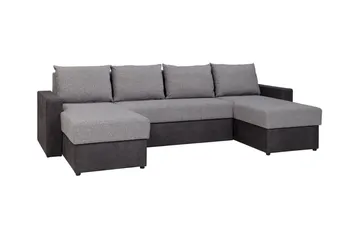 Staffin 4-sits U-formad Längsbäddad Hörnbäddsoffa 140x283 cm med Förvaring i Tyg - Grå - Möbler - Soffa - Bäddsoffa
