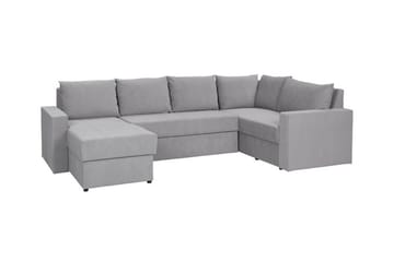Staffin 4-sits Vänster U-formad Hörnbäddsoffa 140x270 cm med Förvaring i Tyg - Grå - Möbler - Soffa - Bäddsoffa
