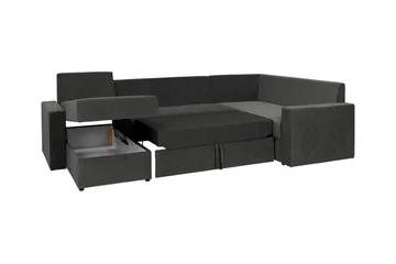 Staffin 4-sits Vänster U-formad Hörnbäddsoffa 140x270 cm med Förvaring i Tyg - Mörkgrå - Möbler - Soffa - Bäddsoffa