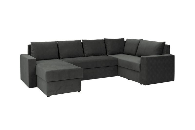 Staffin 4-sits Vänster U-formad Hörnbäddsoffa 140x270 cm med Förvaring i Tyg, Mörkgrå