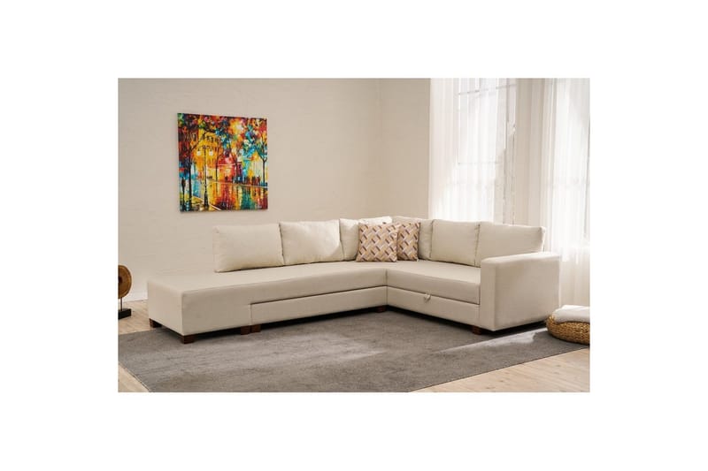 Sufian Hörnbäddsoffa 4-sits - Cremevit - Möbler - Soffa - Bäddsoffa