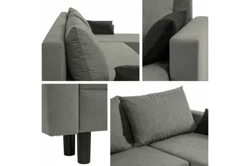 Summerhill 3-sits Högervänd Hörnbäddsoffa med Förvaring i Tyg med Träram - Svart - Möbler - Soffa - Bäddsoffa
