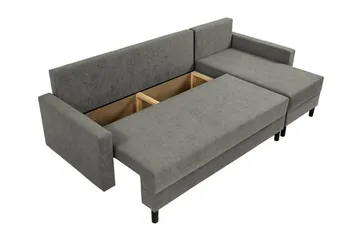 Summerhill 3-sits Högervänd Hörnbäddsoffa med Förvaring i Tyg med Träram - Svart - Möbler - Soffa - Bäddsoffa
