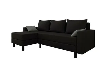 Summerhill 3-sits Högervänd Hörnbäddsoffa med Förvaring i Tyg med Träram - Svart - Möbler - Soffa - Bäddsoffa