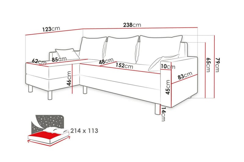 Summerhill 3-sits Hörnbäddsoffa - Bäddsoffa - Hörnbäddsoffa