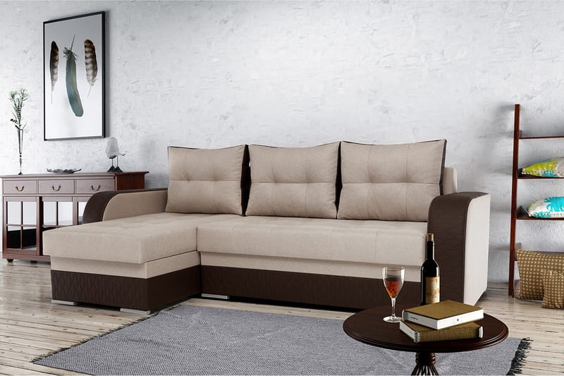 Sydney Divanbäddsoffa 238x140x88 cm - Brun/beige - Möbler - Soffa - Bäddsoffa