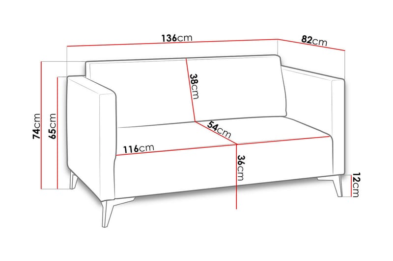 Szafir 2-sits Soffa 82x136 cm - Gul - Bäddsoffa - Bäddsoffa 2 sits - Sammetssoffa