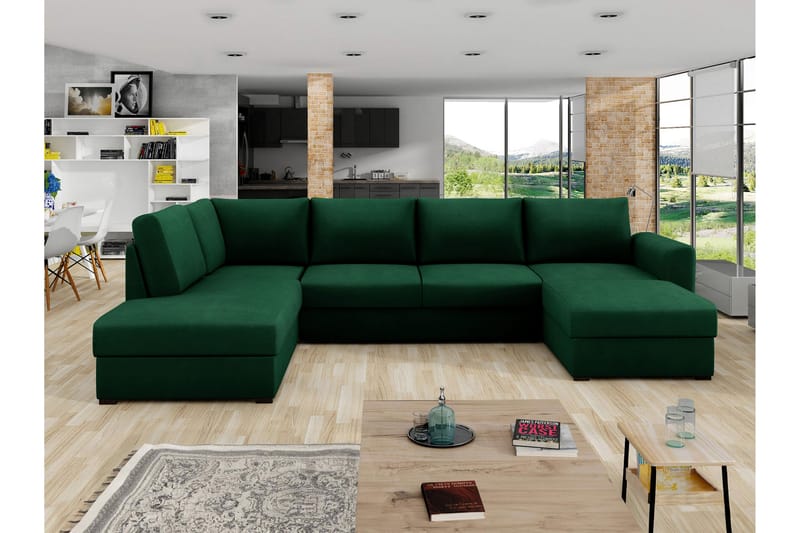 Taberk Bäddsoffa med Divan och Schäslong 4-sits - Grön - Möbler - Soffa - Bäddsoffa