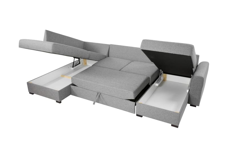 Taberk Bäddsoffa med Divan och Schäslong 4-sits i Bouclé - Grön - Möbler - Soffa - Bäddsoffa