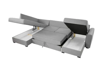 Taberk Bäddsoffa med Divan och Schäslong 4-sits i Bouclé - Rosa - Möbler - Soffa - Bäddsoffa