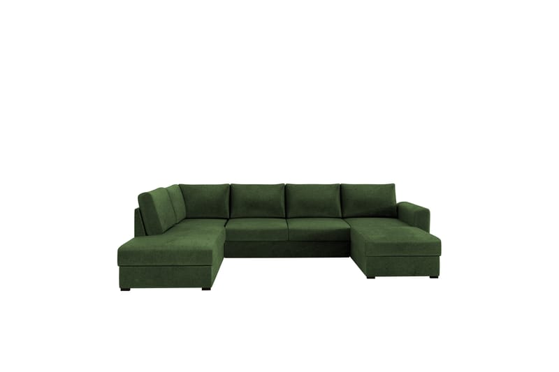 Taberk Bäddsoffa med Divan och Schäslong 4-sits i Chenille - Grön - Möbler - Soffa - Bäddsoffa