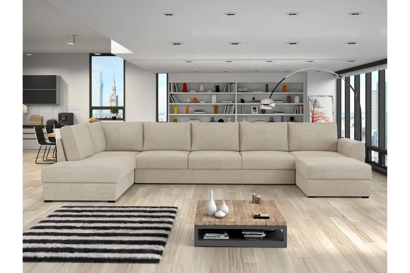 Taberk Bäddsoffa med Divan och Schäslong 5-sits - Beige - Möbler - Soffa - Bäddsoffa