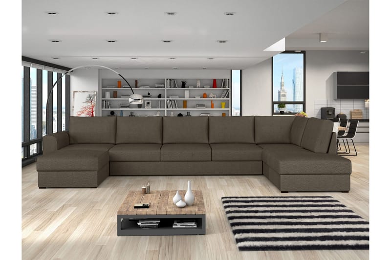 Taberk Bäddsoffa med Divan och Schäslong 5-sits - Brun - Möbler - Soffa - Bäddsoffa