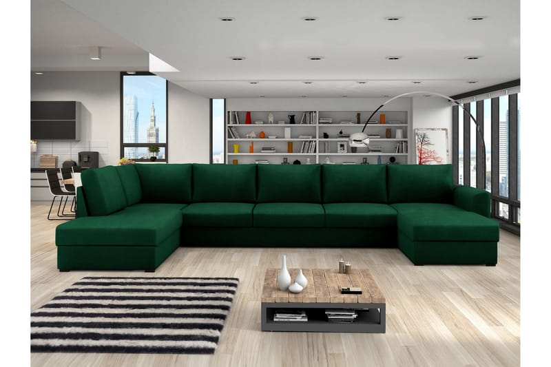 Taberk Bäddsoffa med Divan och Schäslong 5-sits - Grön - Möbler - Soffa - Bäddsoffa