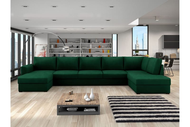 Taberk Bäddsoffa med Divan och Schäslong 5-sits - Grön - Möbler - Soffa - Bäddsoffa