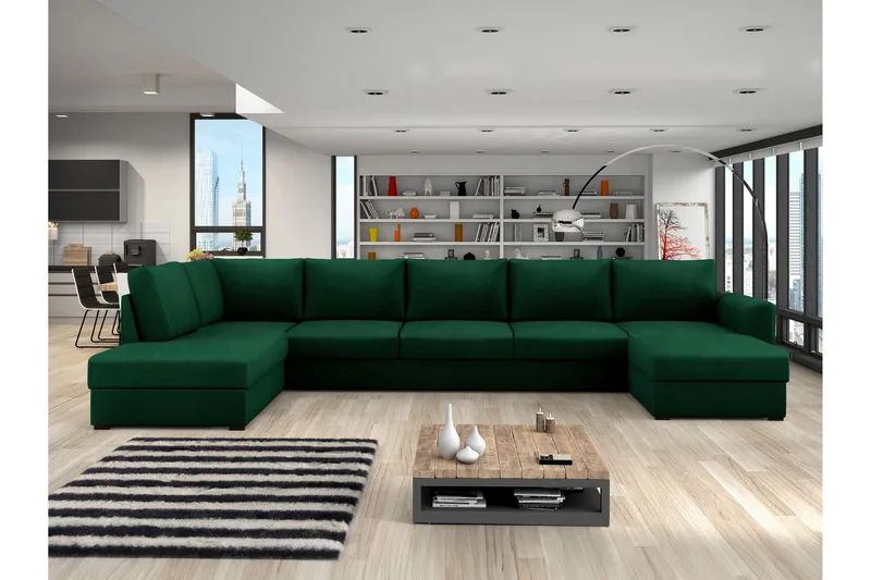 Taberk Bäddsoffa med Divan och Schäslong 5-sits - Grön - Möbler - Soffa - Bäddsoffa