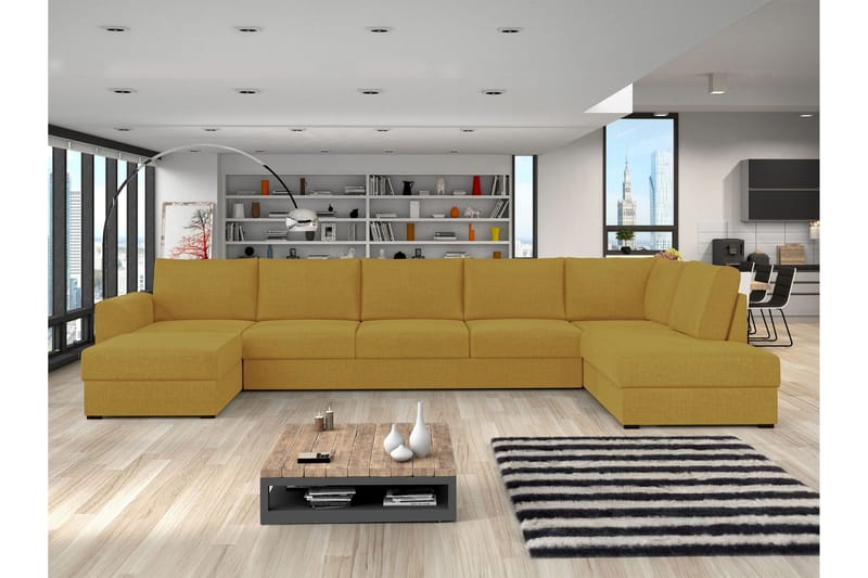 Taberk Bäddsoffa med Divan och Schäslong 5-sits - Gul - Möbler - Soffa - Bäddsoffa