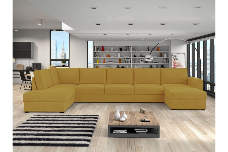 Taberk Bäddsoffa med Divan och Schäslong 5-sits - Gul - Möbler - Soffa - Bäddsoffa