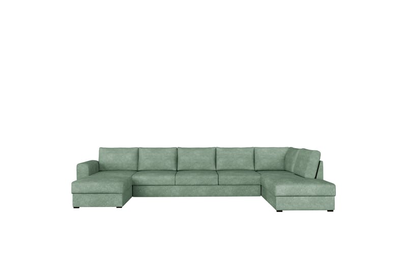 Taberk Bäddsoffa med Divan och Schäslong 5-sits i Bouclé - Grön - Möbler - Soffa - Bäddsoffa